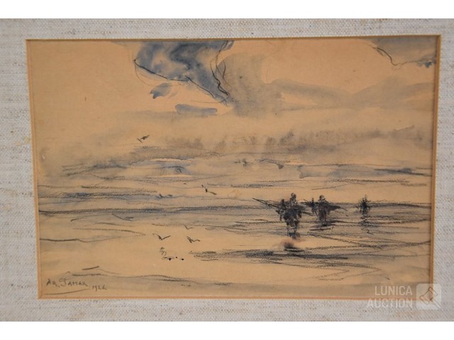 Tekening/aquarel ar. jamar (1870-1946) - afbeelding 2 van  5