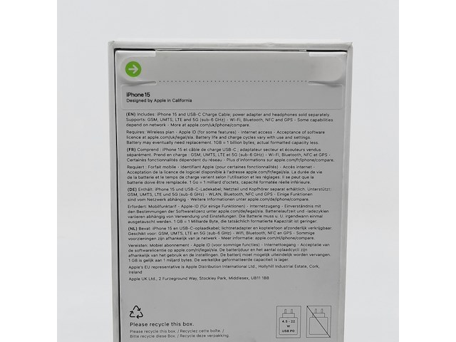 Telefoon, apple, iphone 15 a3090 128gb green - afbeelding 3 van  7