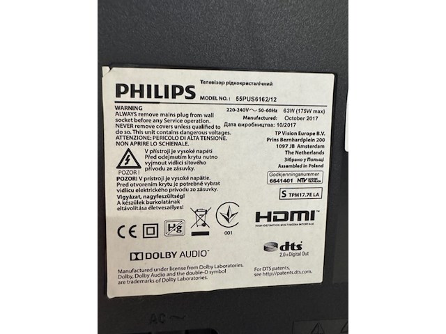 Televisie philips, 55pus6162/12, op verrijdbare tv-standaard - afbeelding 3 van  6