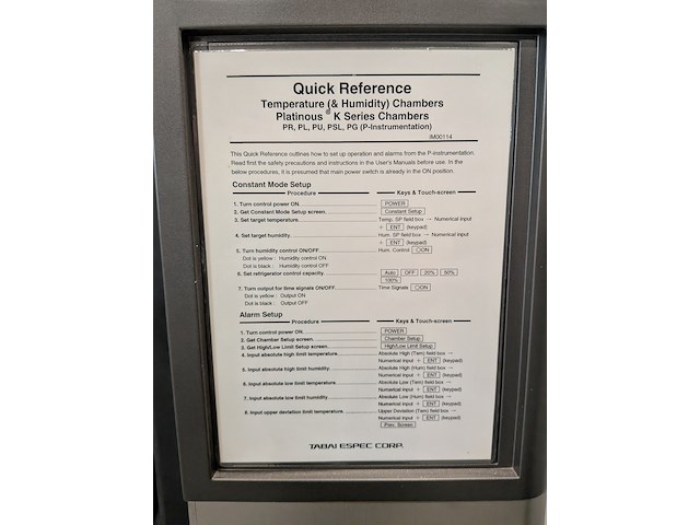 Temperatuur en vochtigheidskamer, tabai espec, accretech, pl-4kp, 1998 - afbeelding 10 van  29