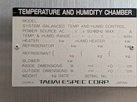 Temperatuur en vochtigheidskamer, tabai espec, accretech, pl-4kp, 1998 - afbeelding 19 van  29