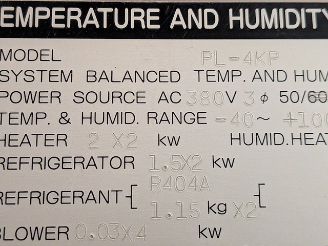 Temperatuur en vochtigheidskamer, tabai espec, accretech, pl-4kp, 1998 - afbeelding 20 van  29