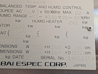 Temperatuur en vochtigheidskamer, tabai espec, accretech, pl-4kp, 1998 - afbeelding 22 van  29