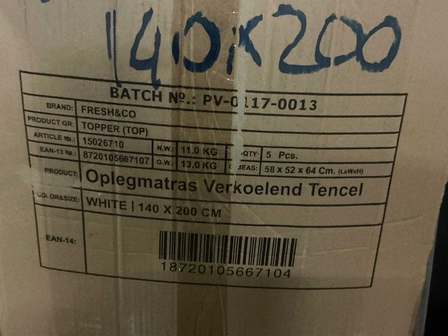 Tencel fresh&co verkoelend 140x200cm oplegmatras (10x) - afbeelding 3 van  3