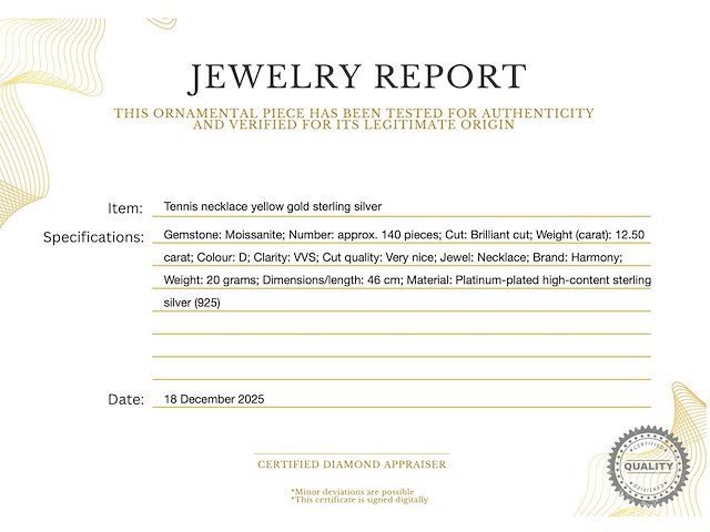 Tennis collier geel goud sterling zilver - afbeelding 4 van  4