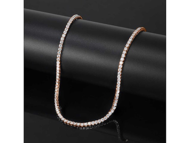 Tennis collier rose goud sterling zilver - afbeelding 1 van  5