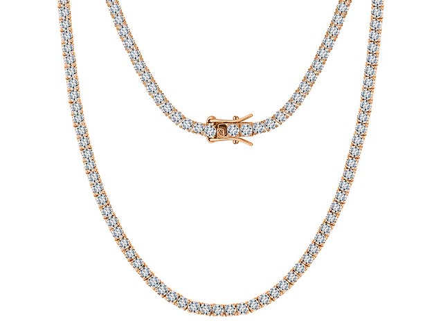 Tennis collier rose goud sterling zilver - afbeelding 4 van  5
