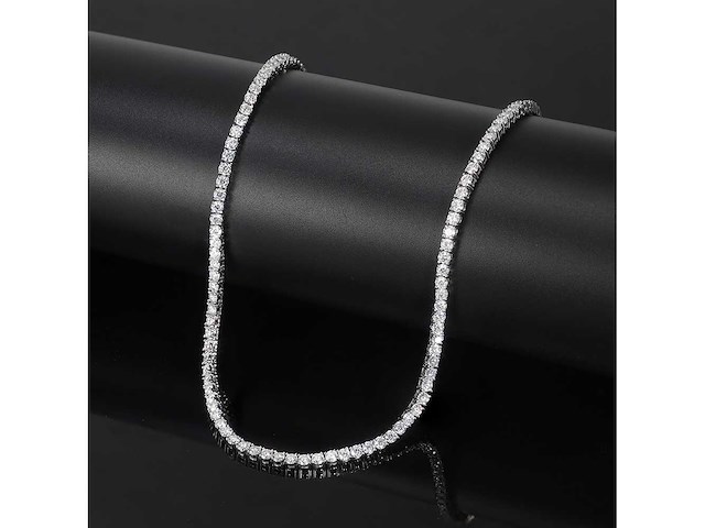 Tennis collier wit goud sterling zilver - afbeelding 1 van  5