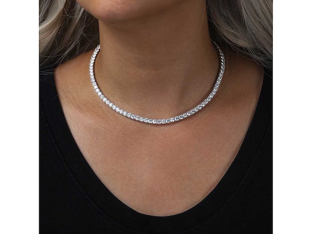 Tennis collier wit goud sterling zilver - afbeelding 2 van  5