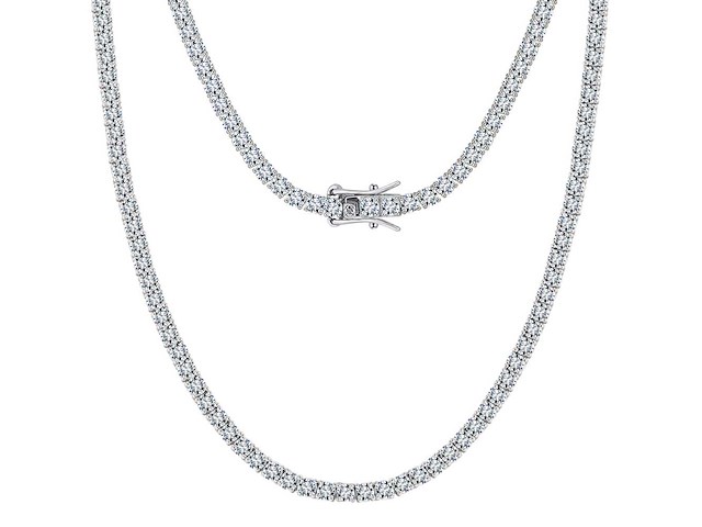 Tennis collier wit goud sterling zilver - afbeelding 4 van  5