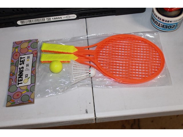 Tennis set oranje 1 x in ds j - afbeelding 2 van  3