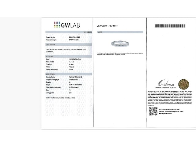 Tennisarmband aus 585 weißgold mit 11.31 ct. natürlichen diamanten, 16.12.2024 - afbeelding 8 van  8