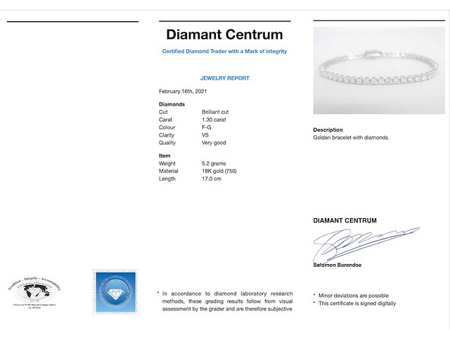 Tennisarmband met 1.30 carat diamanten - afbeelding 2 van  6
