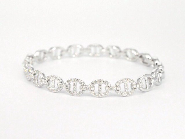 Tennisarmband met diamanten schakels met 157 diamanten - afbeelding 7 van  9