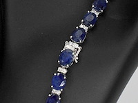 Tenniscollier met grote saffieren en natuurlijke diamanten - afbeelding 8 van  9