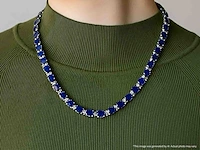Tenniscollier met grote saffieren en natuurlijke diamanten - afbeelding 11 van  11
