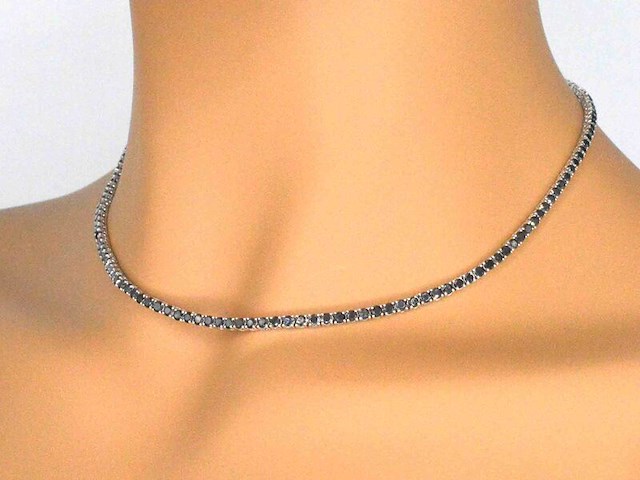 Tenniscollier met natuurlijke zwarte diamanten (enhanced) - afbeelding 6 van  12