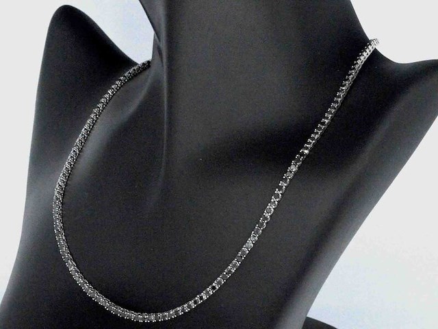 Tenniscollier met natuurlijke zwarte diamanten (enhanced) - afbeelding 12 van  12