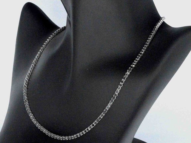 Tenniscollier met natuurlijke zwarte diamanten - afbeelding 1 van  6