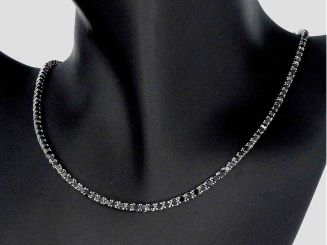 Tenniscollier met natuurlijke zwarte diamanten - afbeelding 1 van  12