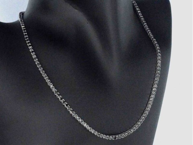 Tenniscollier met natuurlijke zwarte diamanten - afbeelding 11 van  12