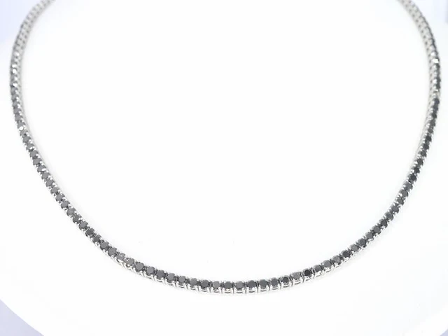 Tenniscollier met natuurlijke zwarte diamanten - afbeelding 1 van  8