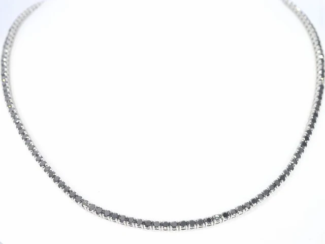 Tenniscollier met natuurlijke zwarte diamanten - afbeelding 2 van  8
