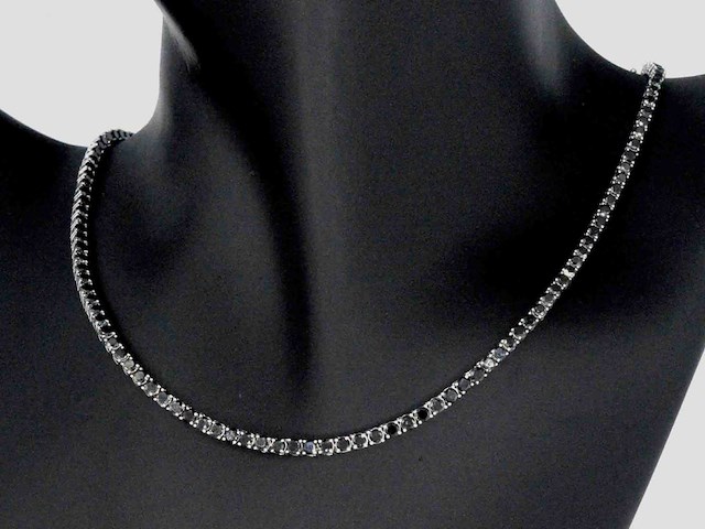 Tenniscollier met zwarte diamanten - afbeelding 1 van  11