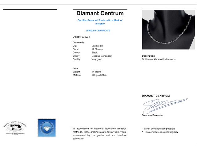 Tenniscollier met zwarte diamanten - afbeelding 5 van  11