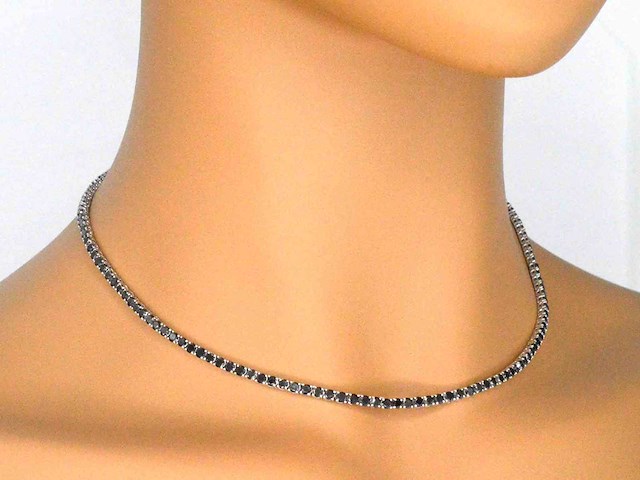 Tenniscollier met zwarte diamanten - afbeelding 7 van  11