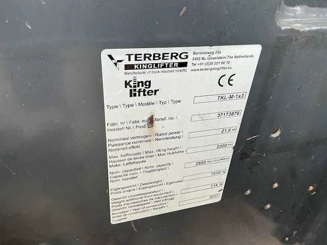 Terberg kinglifter - tkl-m-1x3 - truck mounted forklifts - 2017 - afbeelding 8 van  11