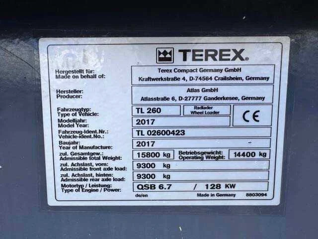 Terex - 2017 - terex tl260 - shovel - afbeelding 8 van  30