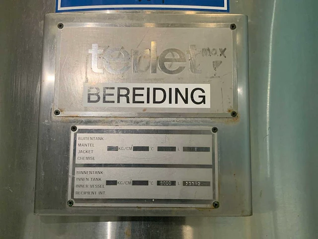 Terlet verticale bereidingstank 3000 liter - afbeelding 2 van  9