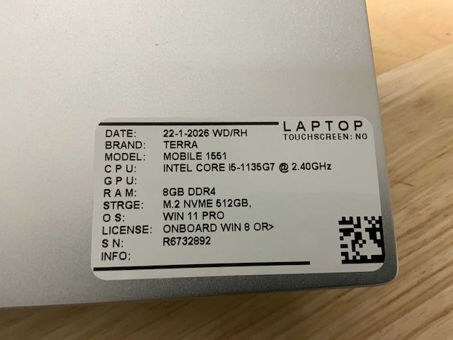 Terra mobile 1551 (i5-gen11) laptop - afbeelding 7 van  7