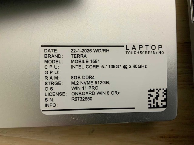 Terra mobile 1551 (i5-gen11) laptop - afbeelding 7 van  7