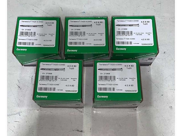 Terrasco - tx20 , 4x60mm - schroeven (500x) - afbeelding 1 van  2