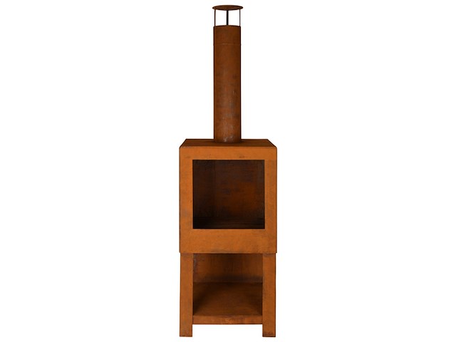 Terraskachel roest met houtopslag, esschert design, ff298, roest - afbeelding 1 van  3