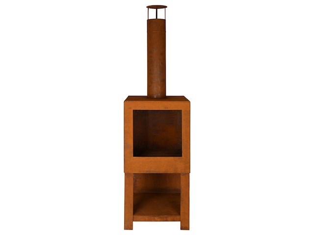 Terraskachel roest met houtopslag, esschert design, ff298, roest - afbeelding 1 van  3