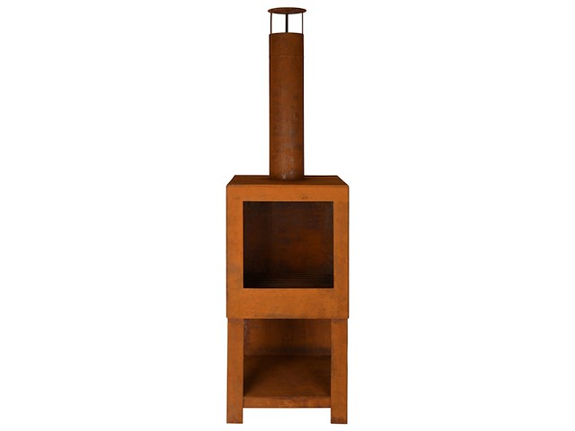 Terraskachel roest met houtopslag, esschert design, ff298, roest - afbeelding 1 van  4