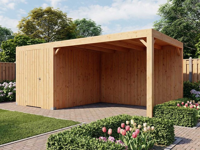 Terrasoverkapping met berging 314x750x244 cm - afbeelding 1 van  9
