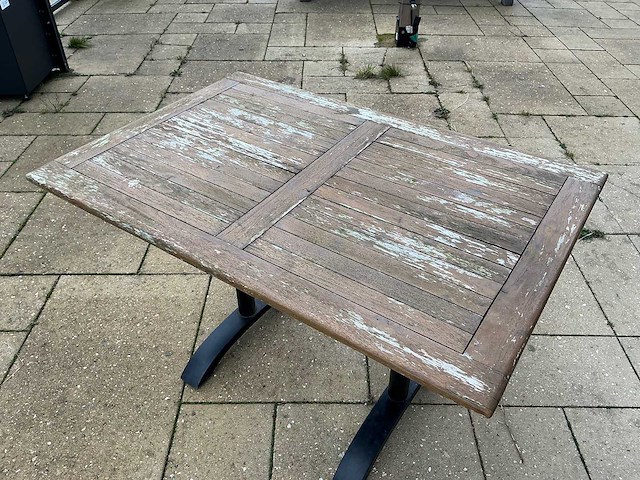 Terrastafel met teakhouten blad (2x) - afbeelding 1 van  2