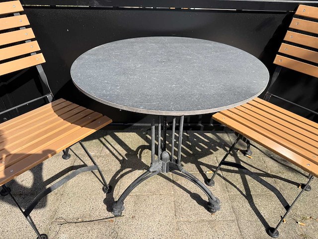 Terrastafel stonelook hpl 70cm rond (4x) - afbeelding 3 van  4