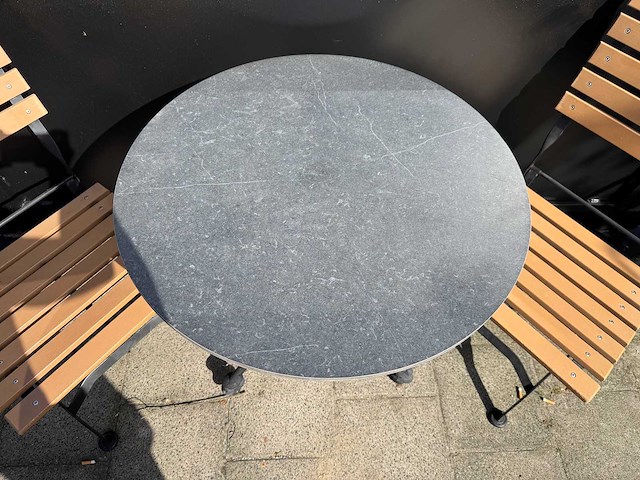 Terrastafel stonelook hpl 70cm rond (4x) - afbeelding 4 van  4