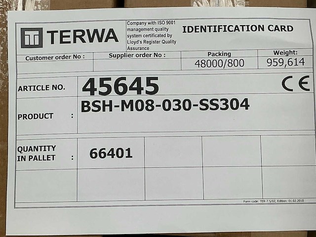 Terwa bsh-m08-030-ss304 bevestigingselement (66401x) - afbeelding 8 van  8