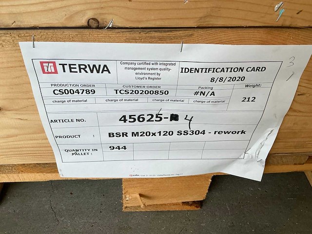 Terwa bsr-m20-120-ss304 bevestigingselement (944x) - afbeelding 4 van  4