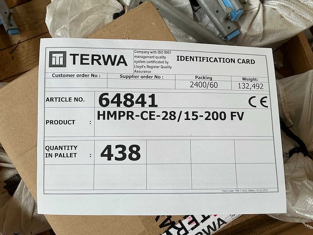 Terwa hmpr-ce-28/15-200 fv ankerrails (438x) - afbeelding 5 van  5