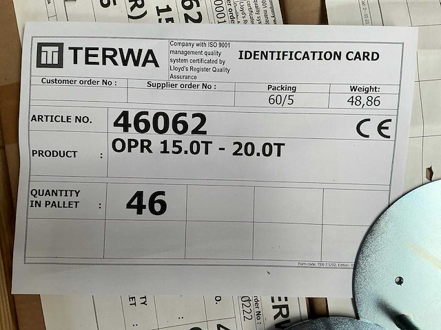 Terwa opr 32.ot en 15.ot opr bevestigingsplaat (71x) - afbeelding 7 van  8