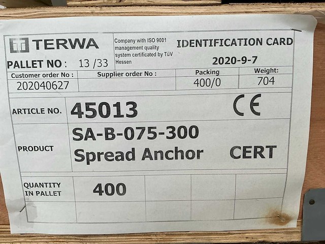 Terwa sa-b-075-300 sprei anker (400x) - afbeelding 6 van  6