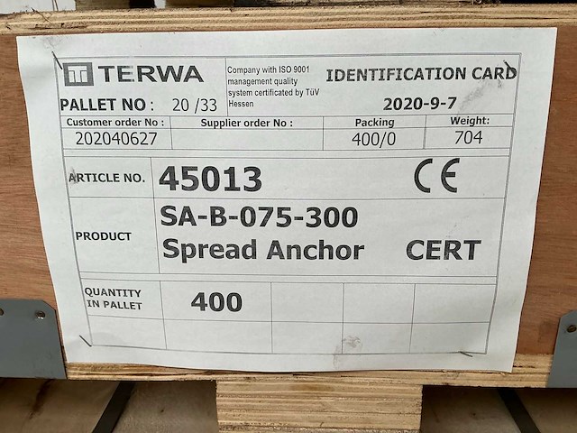 Terwa sa-b-075-300 sprei anker (400x) - afbeelding 1 van  1