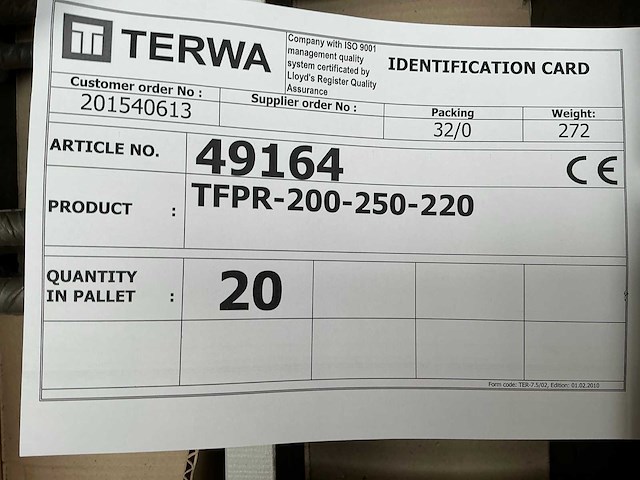 Terwa tfpr-200-250-220 bevestigingsplaat (20x) - afbeelding 6 van  6